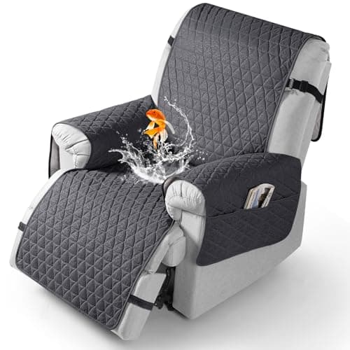 TAOCOCO 100% Waterproof Recliner Cover - Perfect for Slip and Stain Protection, Suitable for Elderly and Disabled Users, Ideal for Outdoor Patios or Indoor Use(Chocolate, Small-22'') — Black Grey