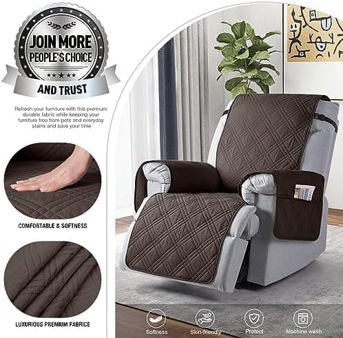 TAOCOCO 100% Waterproof Non Slip Covers for Recliner Chair with Pocket  
Best Non Slip Covers for Recliner Chairs with Pockets for Kids and Pets (2|6")  
Washable 100% Waterproof Recliner Chair Protector for Kids and Pets, OEKO-TEX Certified (2|6", C