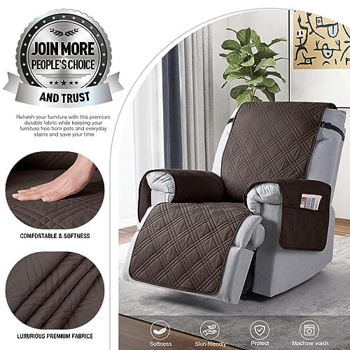 TAOCOCO 100% Waterproof Recliner Chair Cover, Non-Slip, Washable Protection for Kids & Pets