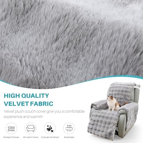 LiveGo Thick Quilted Slipcover for 23 Inch Recliner Chair (Light Gray)
