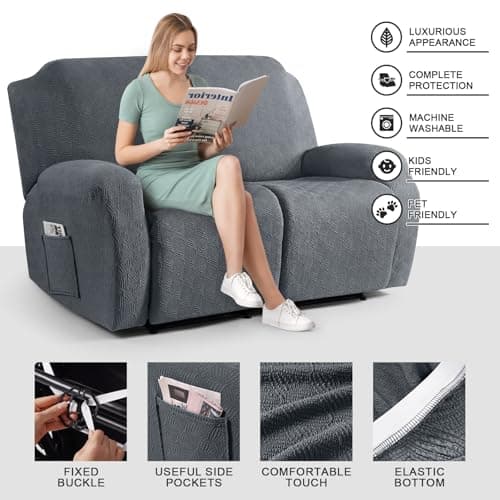 Timeless Extra Wide Gray Recliner Loveseat Cover
