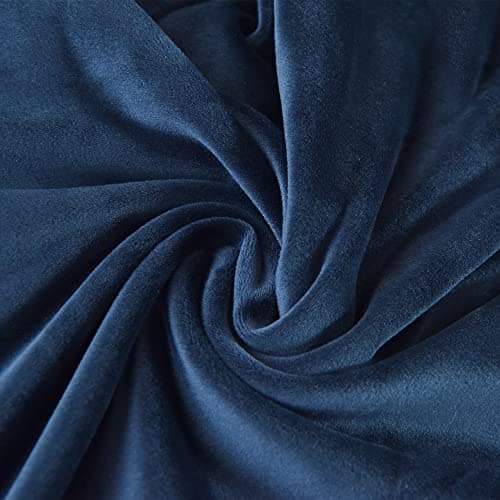 HFCNMY Stretch Velvet Recliner Cover, 4 Pieces, Thick, Elastic Bottom, Black — Blue