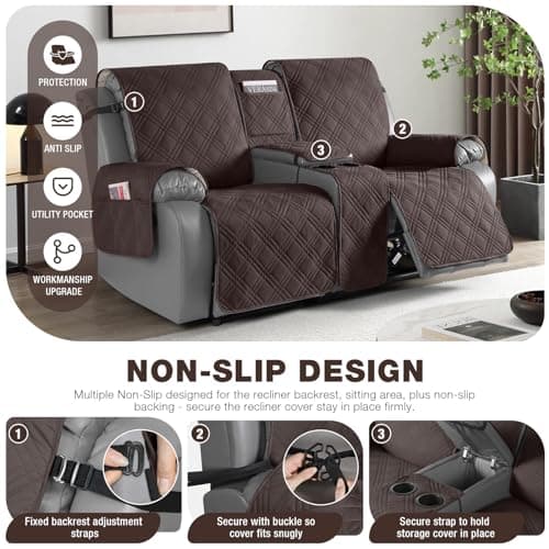 TAOCOCO 100% Waterproof 2 Seater Loveseat Recliner Pet & Kids Cover (Chocolate)