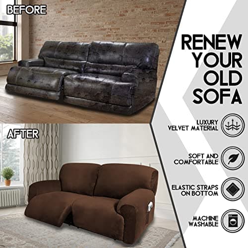 ULTICOR Extra Wide 75" Reclining 2 Seater Sofa Slipcover (Chocolate)