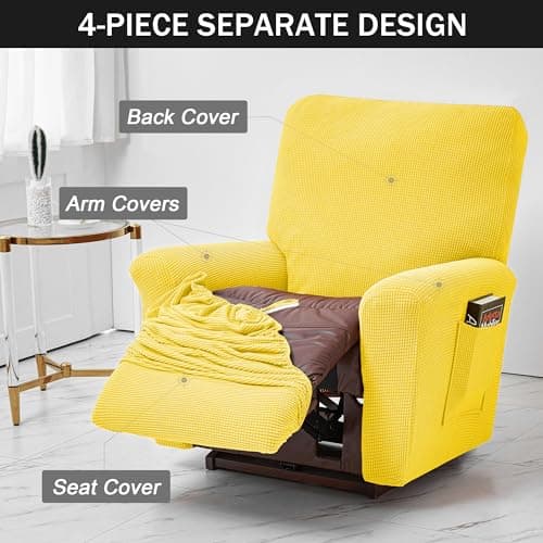 Conruser Jacquard Stretch Recliner Chair Cover (Yellow)