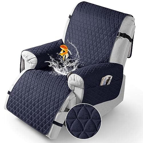TAOCOCO Recliner Cover - 100% Waterproof, Non-Slip, Elastic Band (Black, Small-22') — Dark Blue