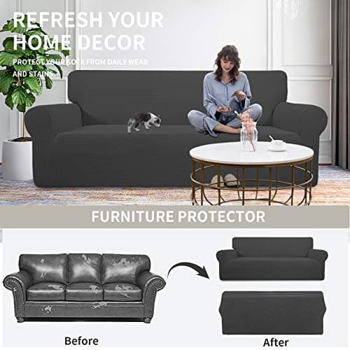 Dark Gray Stretch Sofa Slipcover for Kids' Sofas