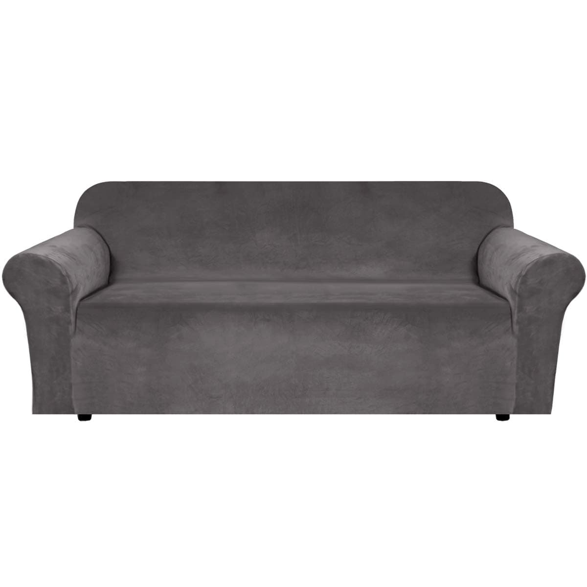 H.VERSAILTEX Stretch Gray Velvet Sofa Covers for 3 Cushion Couch, 72"-90"