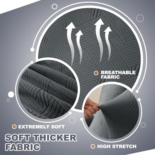 JIVINER Dark Gray Recliner Chair Covers, 3 Pieces Stay in PlaceStretch Cover for Washing Recliner Seat with Pockets