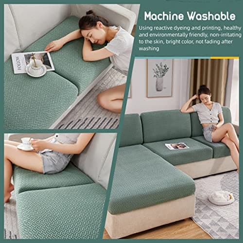 Jonuiony Wear-Resistant L-Shape Sectional Couch Slipcover (Dark Grey, Large)