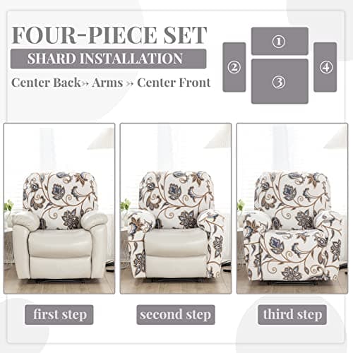Fallon Collection Stretch Recliner Cover 4pcs Elastic Bottom Slipcovers