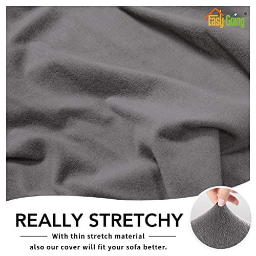 Chocolate Fleece Stretch Slipcover for Sofa, Non-Slip & Washable Couch Protector — Light Gray