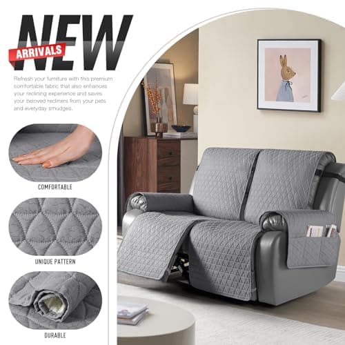 TAOCOCO Waterproof Loveseat Recliner Cover Light Gray 2-Seater