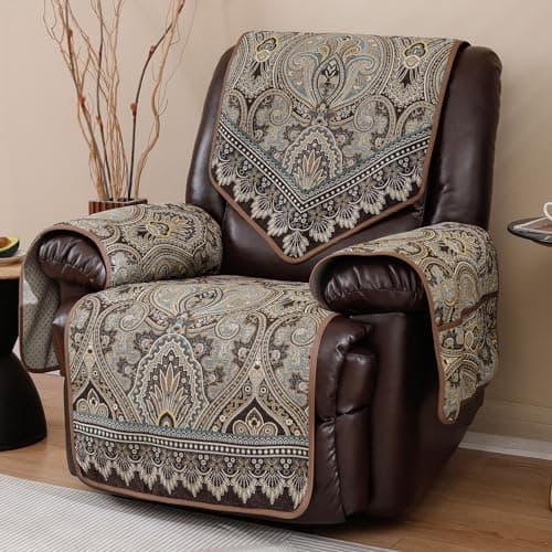 LUFEIJIASHI Non-Slip Waterproof Recliner Covers for Leather Electric Chairs (FLKF-Beige) — Flkf-brown