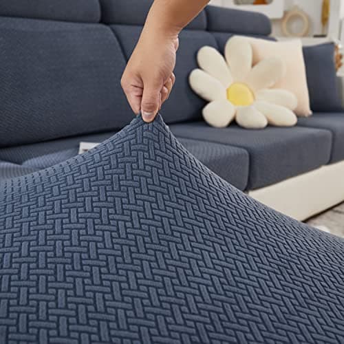 Elastic Couch & Sectional Slipcovers L-Shaped Chaise Grey/White Living Room Furniture Protector — A Weave Dark Grey