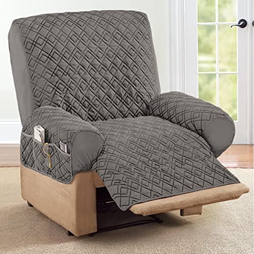 Diamond-Shape Quilted Stretch Recliner Cover with Storage - Furniture Protector
