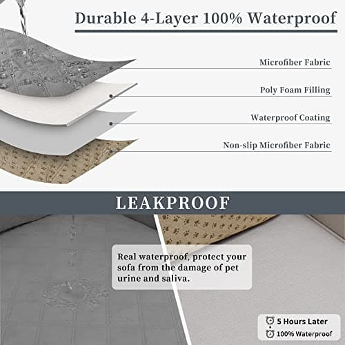 Waterproof L Shape Couch Cover for Dogs & Pets (Large, Gray)