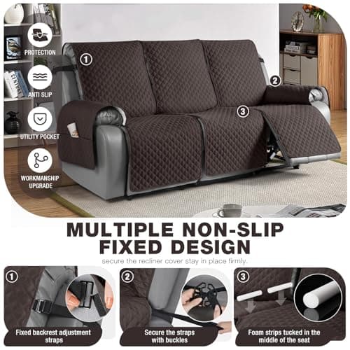 TAOCOCO Chocolate Washable 3 Seater Recliner Sofa Slipcover