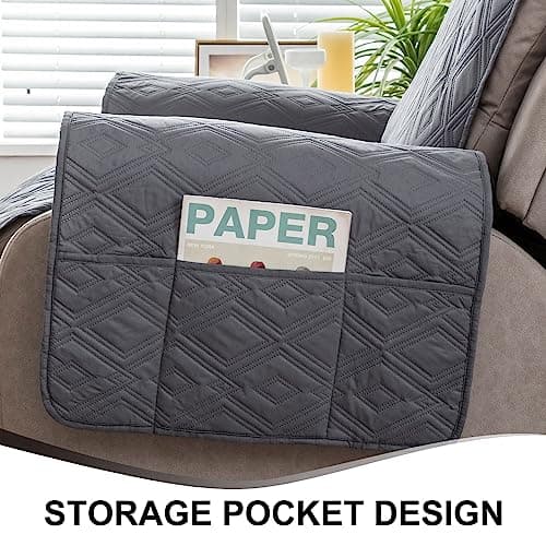 Genina Waterproof Recliner Chair Covers with Reclining Arm Support