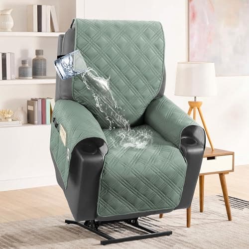 H.VERSAILTEX 100% Waterproof Recliner Chair Cover Brown/Beige — Lily Pad/Beige