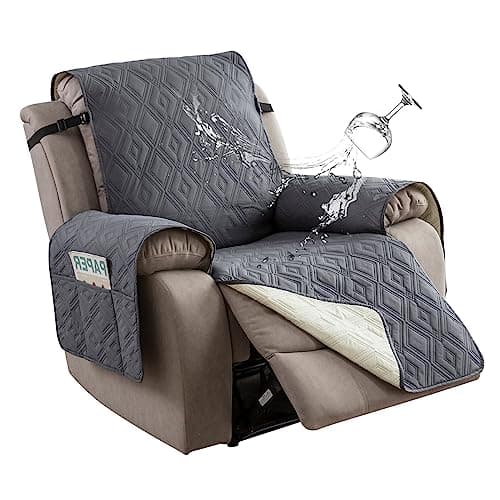 Genina Waterproof Recliner Chair Covers with Reclining Arm Support