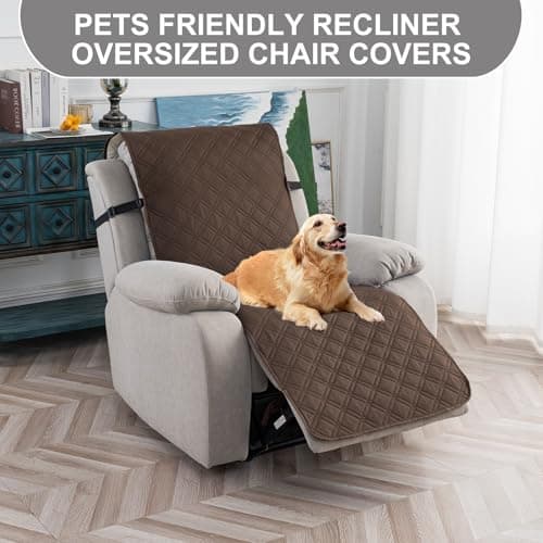 Waterproof Recliner Chair Covers, Non-Slip Pet Protector, Kid & Dog Friendly, Chocolate