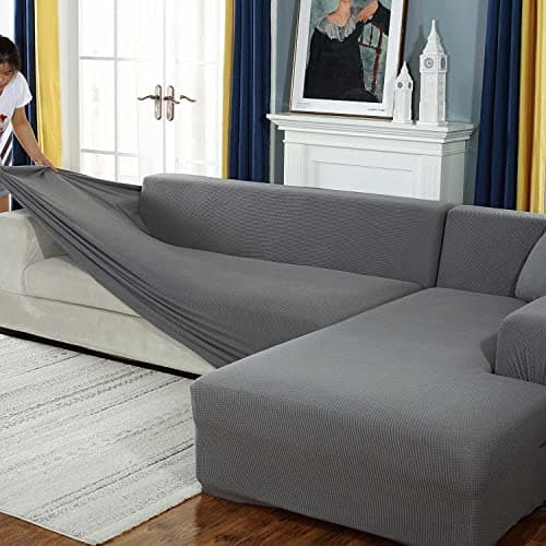 Durable Dark Gray 2 Seater Stretch Slipcover for Couches & Sectionals — Light Gray