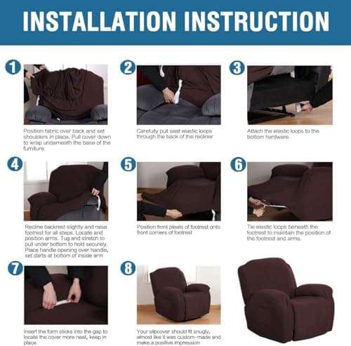 H.VERSAILTEX Super Stretch Recliner Cover for Large Recliner, Chocolate