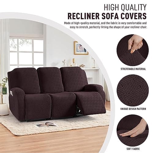 KinCam Chocolate Stripe Jacquard Recliner Couch Cover