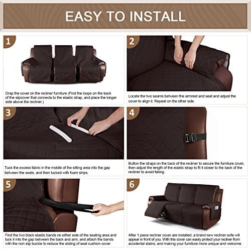 KinCam Waterproof Recliner Sofa Cover for 3 Seat Recliner Couch