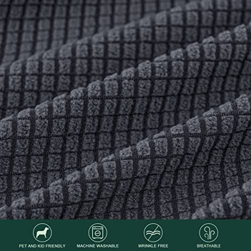CHUN YI Stretch Sofa Cover, 3 Seat, Grey Checks Spandexсалон coverage