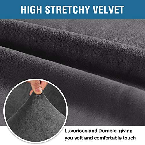 H.VERSAILTEX Stretch Gray Velvet Sofa Covers for 3 Cushion Couch, 72"-90"