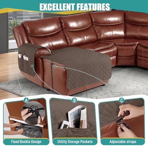 Ruaozz Brown L-Shaped Recliner & Chaise Sofa Cover