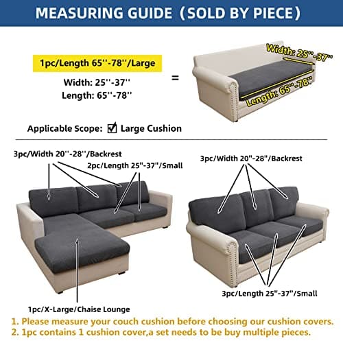 Eismodra Dark Gray Magic Stretch Couch Cover, 65-78 inches, L-Shaped Sofa Protector