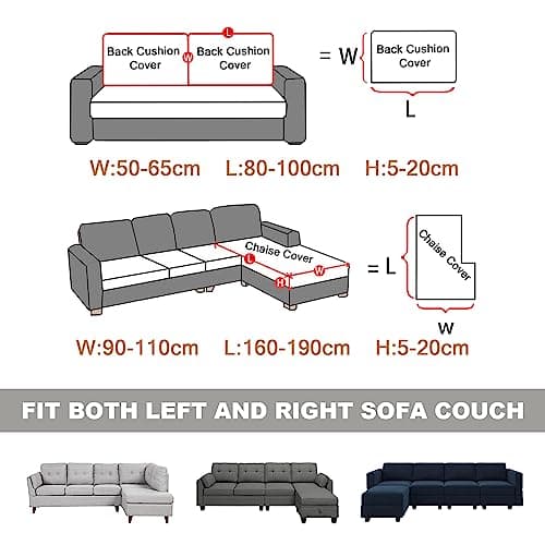 Dark Grey Stretch Slipcover for L Shape Sectional Sofa (Back Cover)