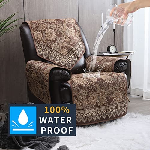 LUFEIJIASHI Non-Slip Waterproof Recliner Covers for Leather & Electric Chairs, Brown