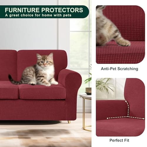 CHUN YI 7 Piece Stretch Sofa Slipcover for 3 Seater Couch