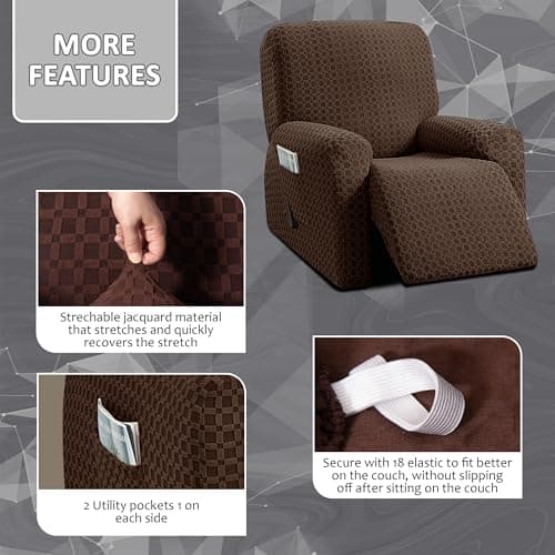 ULTICOR Chocolate 1 Seat Recliner Cover for Jacquared Sofa (Style 2)