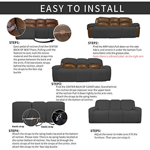Easy-Going Dark Gray Spandex Stretch Sofa Cover with Elastic Bottom