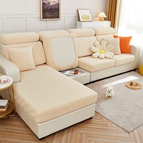 Dark Grey Stretch Slipcover for L Shape Sectional Sofa (Back Cover) — A-beige