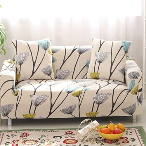 Love Forever Lamberia Printed 3 Seater Sofa Cover with Pillow Cases — Beige