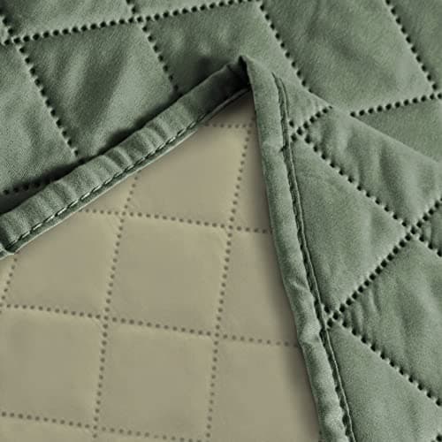Deeky Reversible Waterproof Couch Cover for 3-Cushion Furniture — Greyish Green/Beige