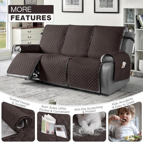 TAOCOCO Chocolate Washable 3 Seater Recliner Sofa Slipcover
