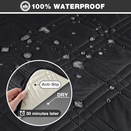 Waterproof Loveseat Recliner Cover for Pets and Kids - Gray (2 Seater) — Black