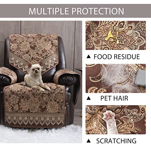 LUFEIJIASHI Non-Slip Waterproof Recliner Covers for Leather & Electric Chairs, Brown