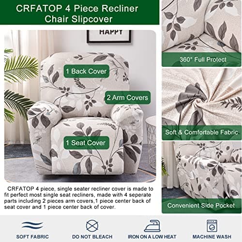 Lazy Boy Recliner Cover with Pockets & Elastic Bottom Protection