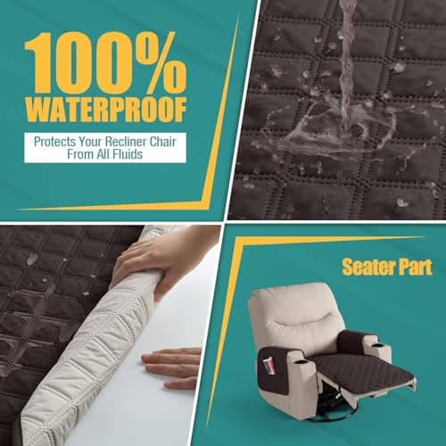 Ruaozz Waterproof Recliner Cover for Pets and Kids (Chocolate, Small)
