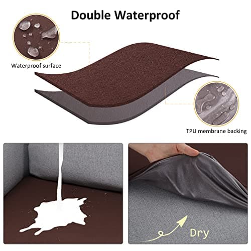 Waterproof Couch Cushion Covers for Furniture Protector (Chocolate, 2 Pack)