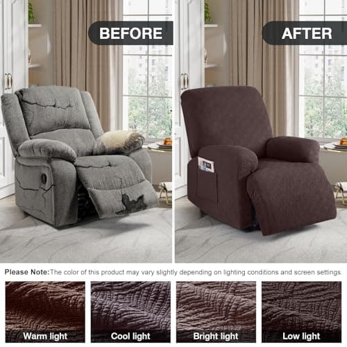 Timeless Extra Wide Recliner Chair Cover, Coffee