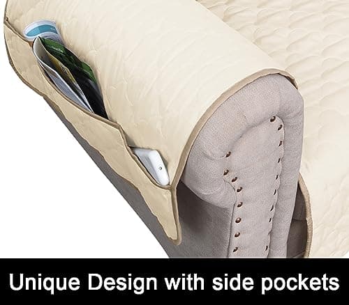 CHHKON Waterproof Recliner Cover for Pets and Kids (Ivory, 23")